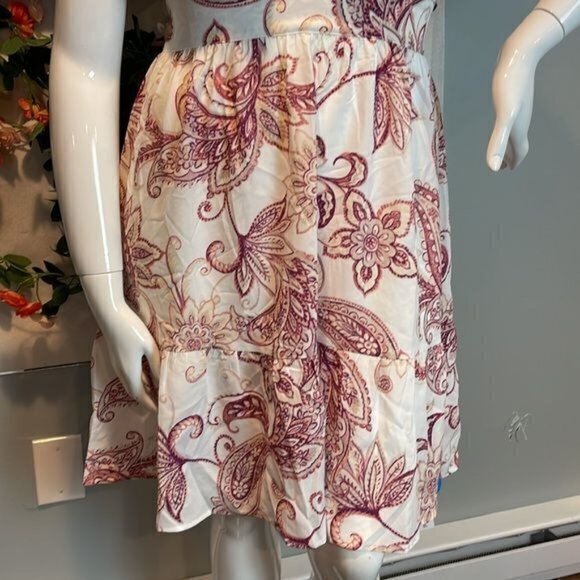 Cupshe Plunge Ruffle Fitted Waist Tie A-Shape Dress White Pink Size Large‎ - Picture 9 of 14